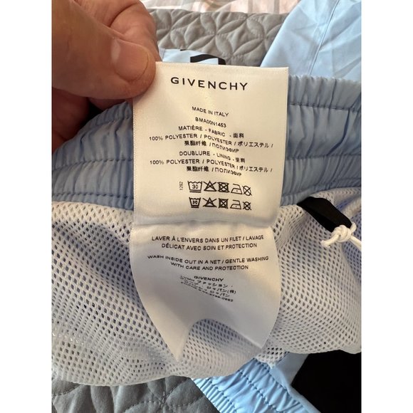 Givenchy Mens 4G Long Small Swim Shorts Baby Blue - Picture 6 of 7